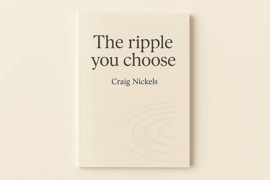 generate a cream colored minimalistic book cover "The ripple you choose" by Craig Nickels